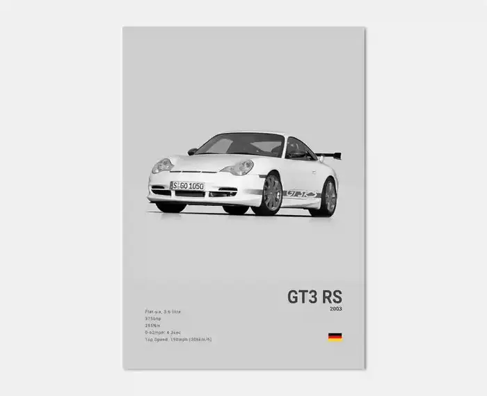 Pop noir et blanc allemagne luxe Super Sport voiture affiche esthétique 911 GT3 RS Turbo toile impre
