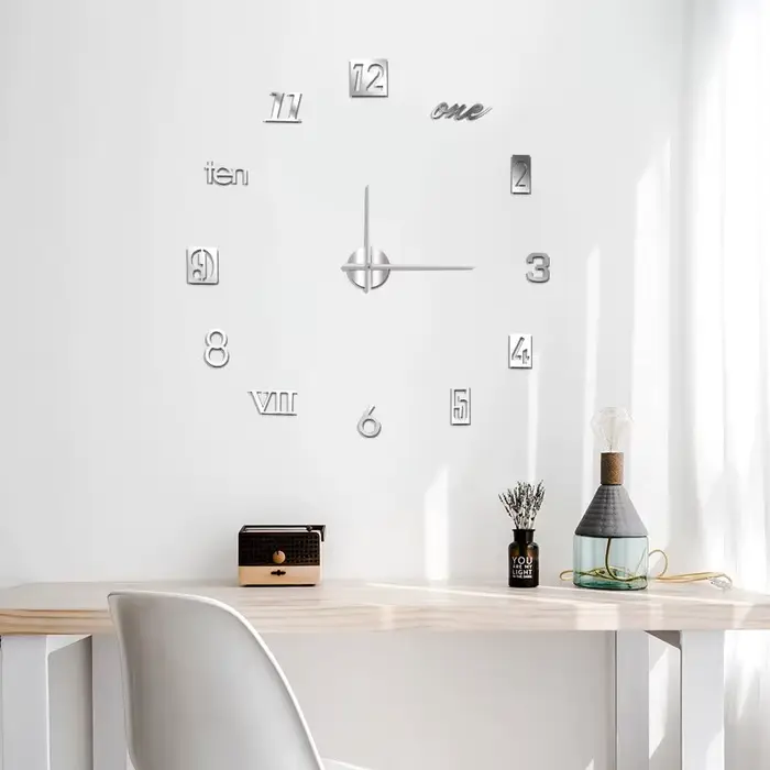 Horloge murale silencieuse Shoous créative, horloge numérique décorative tridimensionnelle, bricolag