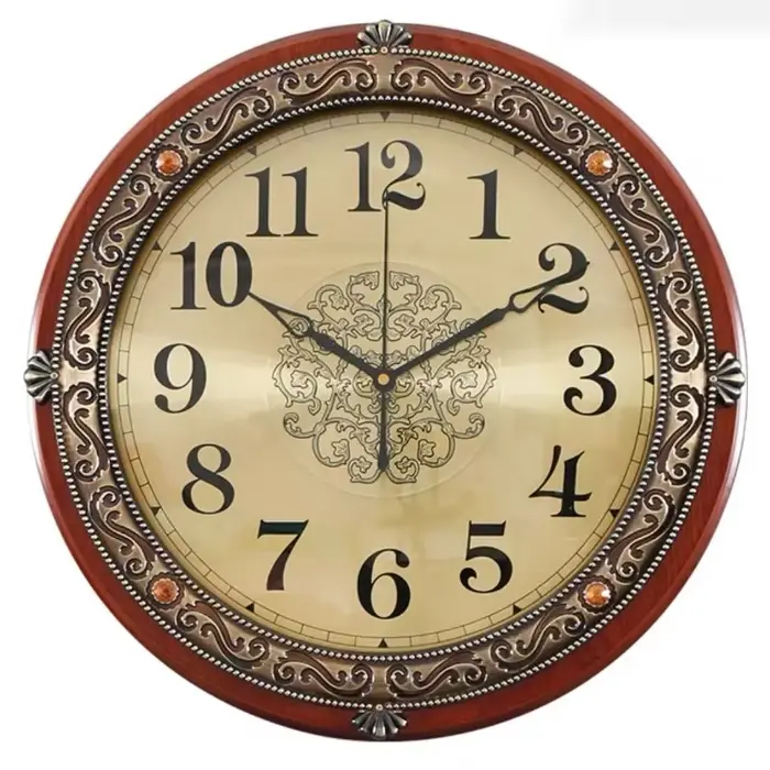 Horloge murale moderne avec cadre en bois massif, horloges vintage, montre esthétique nordique, déco