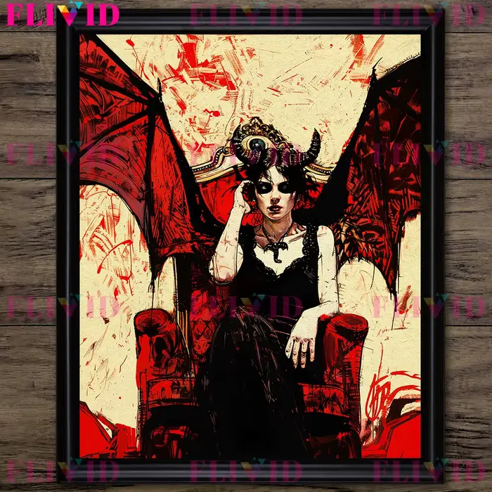 La sorcière Lilith assise sur le trône SAFArt affiche impression