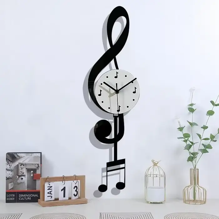 Mode créative symboles de musique salon balançoire horloge murale décoration de la maison
