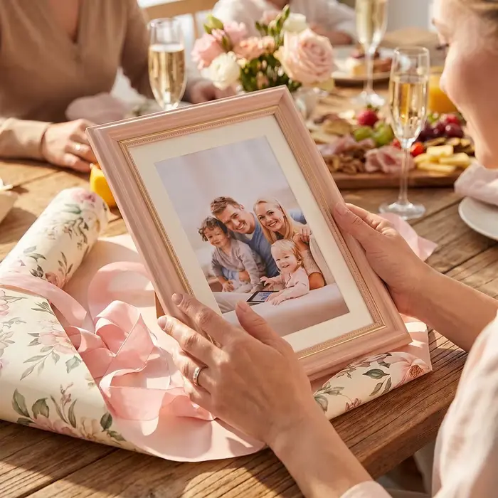 Lot de 2 cadres photo roses avec passe-partout 6 pouces