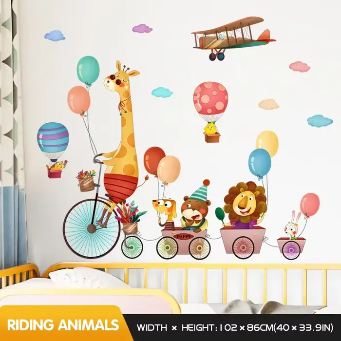 Autocollants muraux animaux mignons, décoration murale pour chambre d'enfants, décor de maison pour 