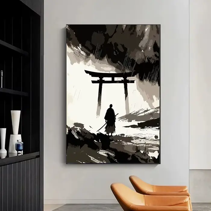 Peinture japonaise de guerrier samouraï
