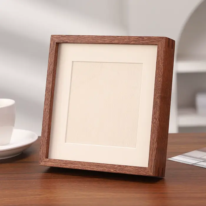Cadre photo carré en bois massif, design minimaliste créatif pour la décoration de bureau, parfait p