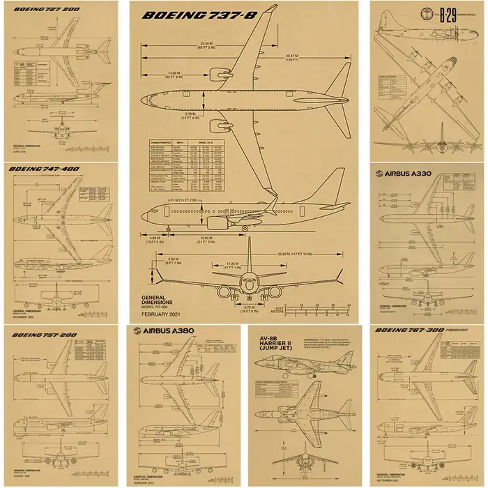 Affiche Vintage de Structure d'avion