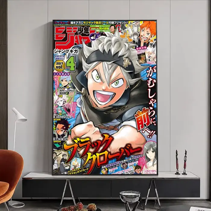 Affiche murale autocollante imperméable HD, décoration de chambre à coucher, bar, Anime Black Clover