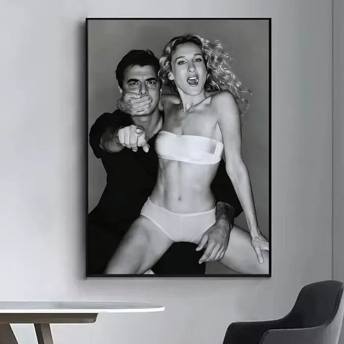 S-Sex and the City - Affiche encadrée sur toile de Carrie et Mr Big, impression d'art mural pour déc