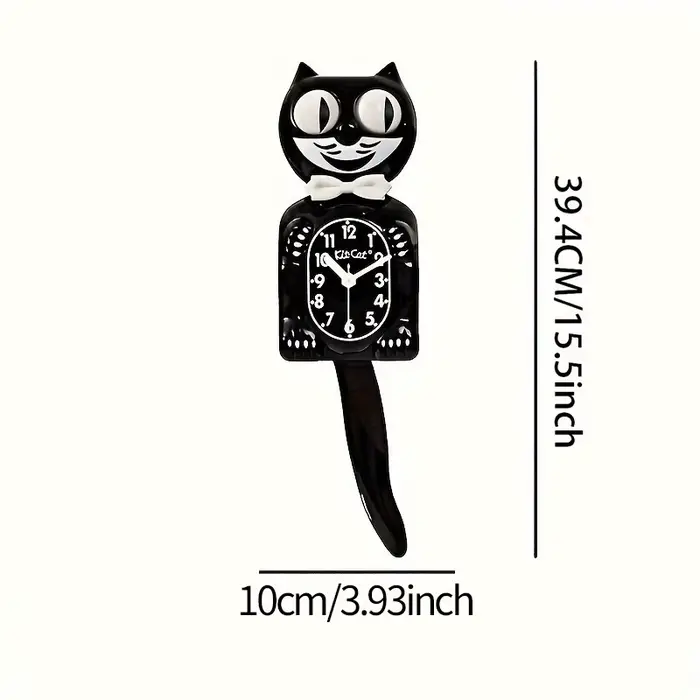 Horloge murale en forme de chat de dessin animé, horloge silencieuse 2D, queue oscillante, décoratio