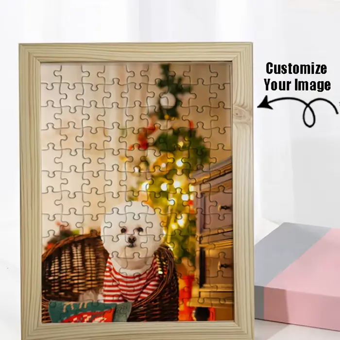 Puzzle en bois personnalisé avec cadre, puzzle photo rectangulaire minimaliste à faire soi-même, sup