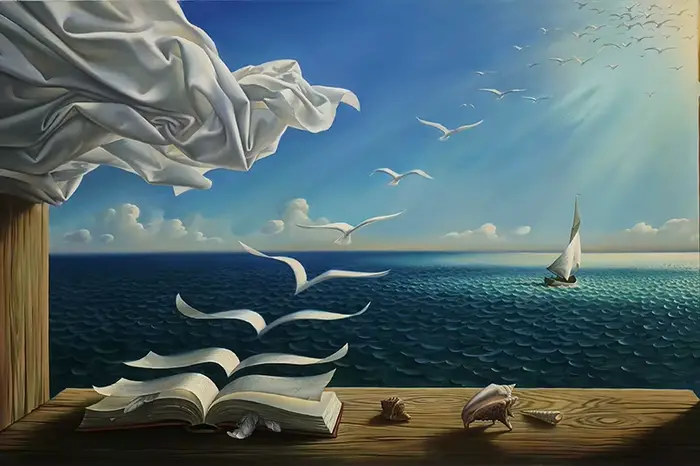 Peinture à l'huile Salvador Dali, livre sur les vagues, peintures murales sur toile, affiches et imp