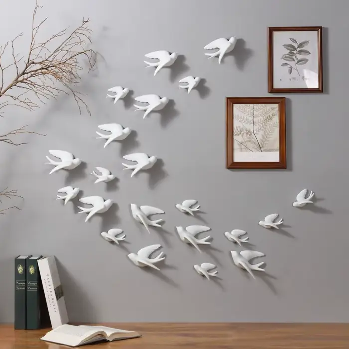 Ornements muraux d'oiseau 3D blancs créatifs modernes