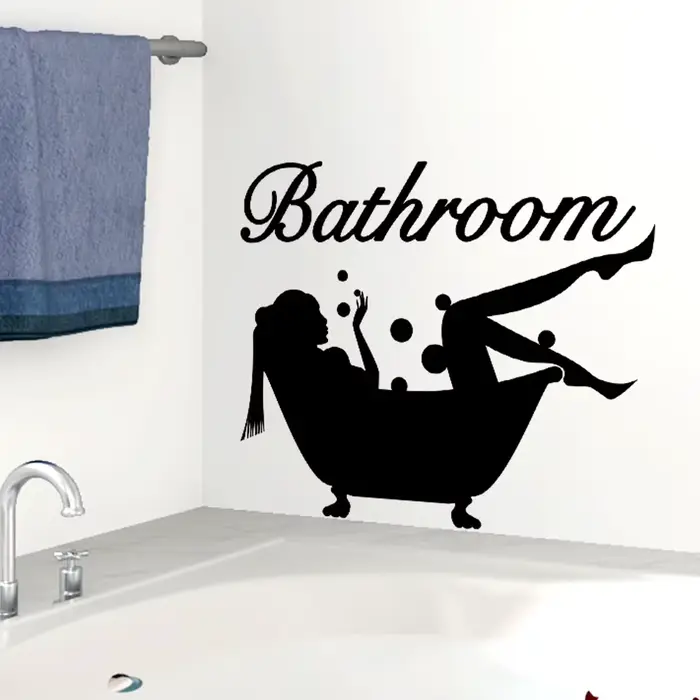 Autocollant Mural en vinyle pour salle de bain avec lettres amovibles, transfert de décalcomanie, dé