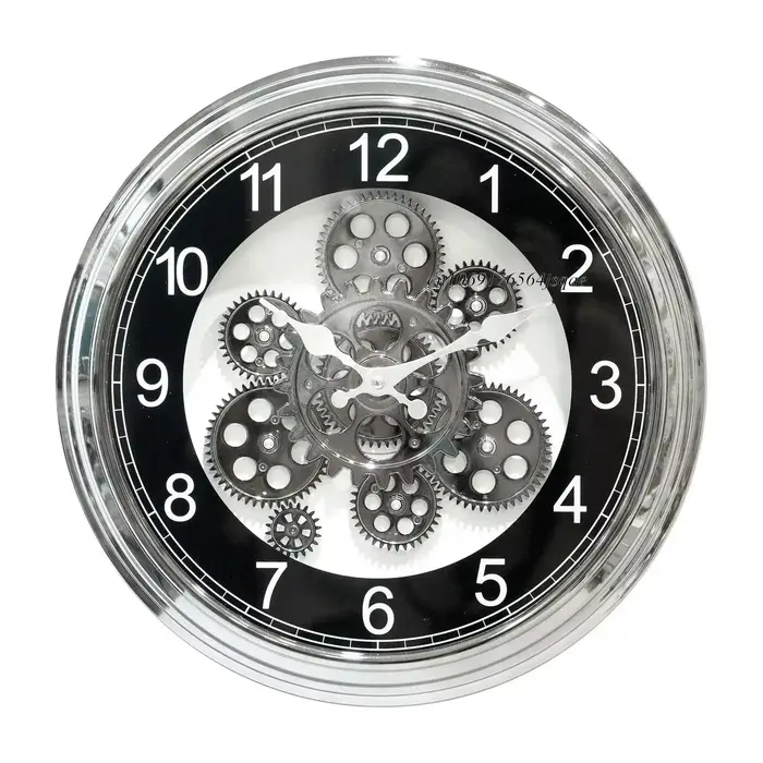 Horloge murale transparente à engrenages mobiles Steampunk