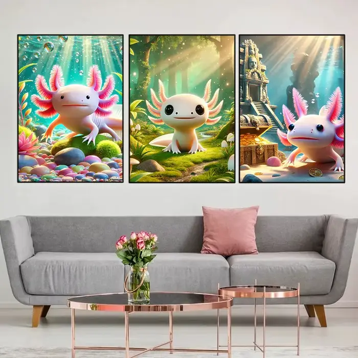 Affiche sous-marine de salamandre Axolotl colorée moderne