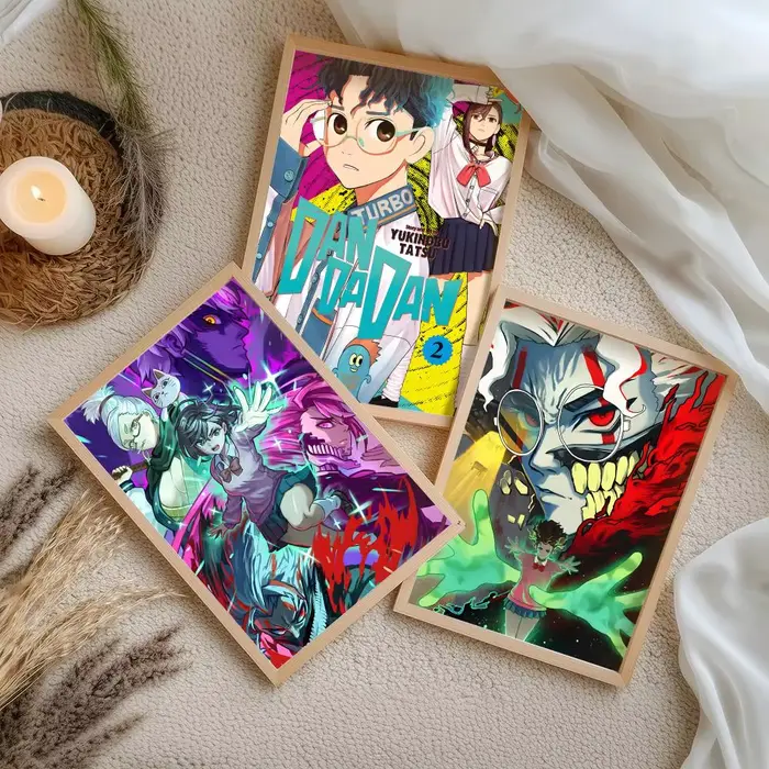 Affiche murale en toile de coton avec peinture et calligraphie Anime D-Dandadan