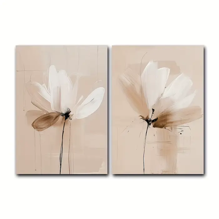 Affiche murale florale abstraite minimaliste neutre à imprimé floral de printemps, texture beige, dé