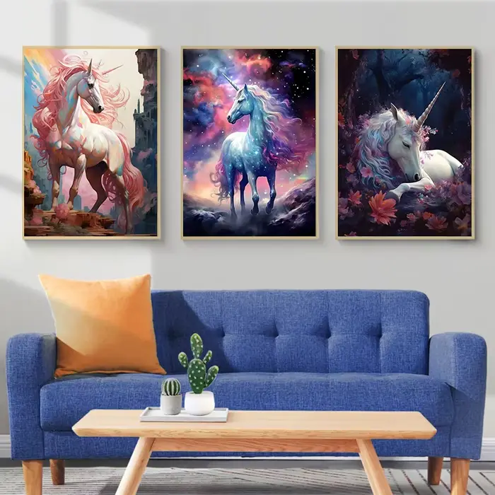 Toile de peinture de licorne arc-en-ciel