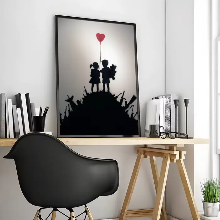 Banksy – affiche sur toile de calligraphie, garçon et fille amoureux, sans plis, imperméable, Durabl
