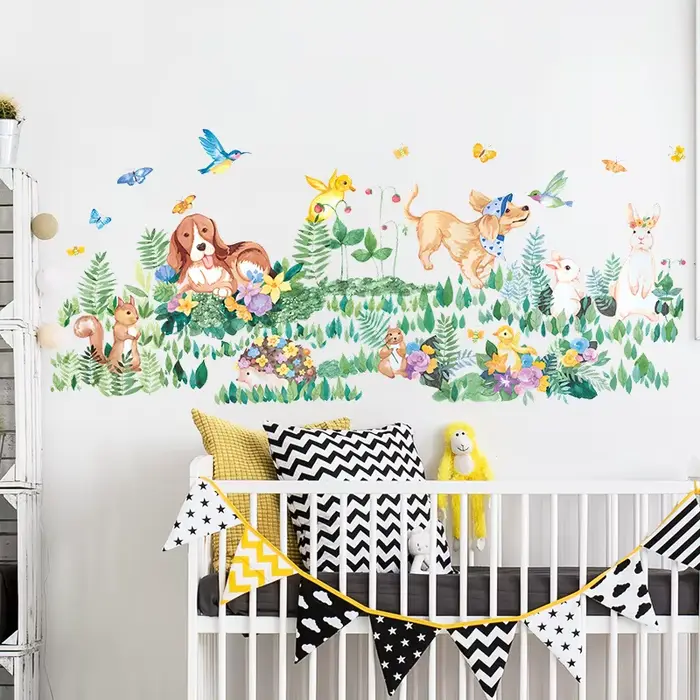 Autocollant Mural de jeu d'animaux de dessin animé