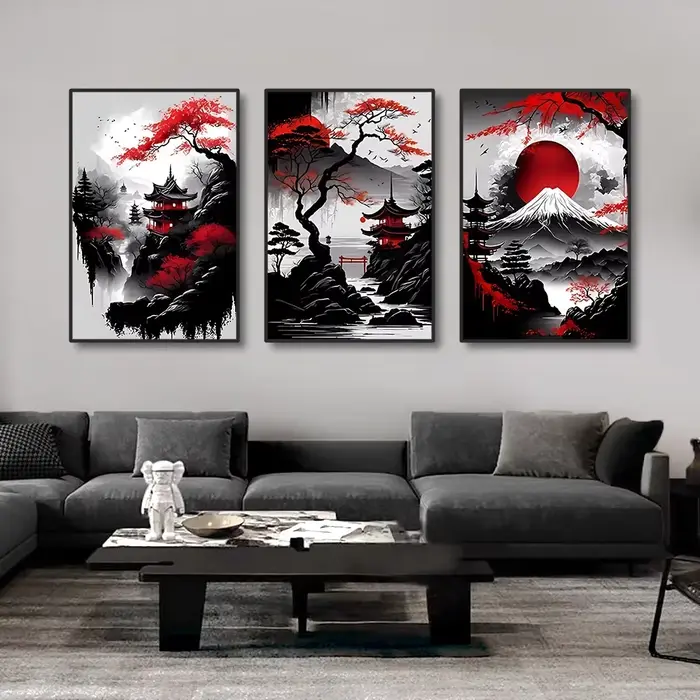 Affiche d'art mural de paysage naturel de Style japonais Vintage