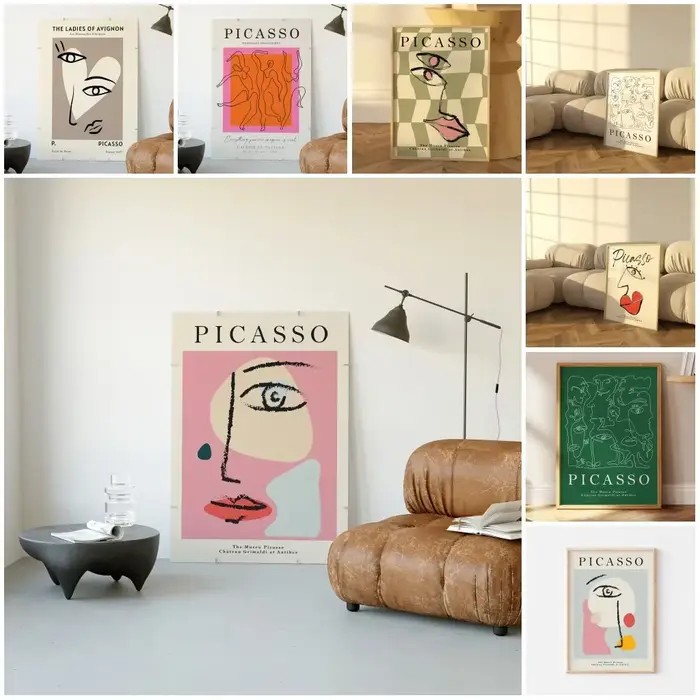 Picasso exposition mur Art impression abstraite Vintage minimaliste visage corps toile peinture affiche photo pour la décoration intérieure