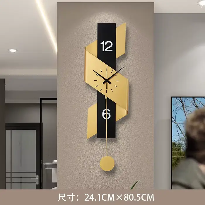 Horloge Murale Créative à Pendule, Grande Horloge Murale en Métal de Luxe pour Cuisine, Décoration S