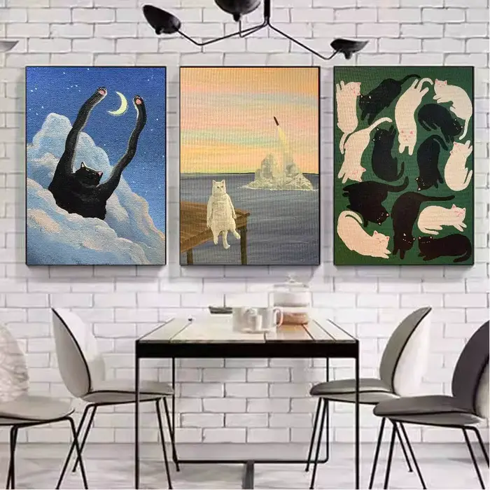 Affiche d'art drôle et mignon de chat l-lovers