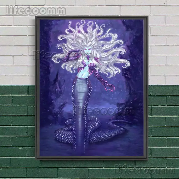 Affiche et imprimés d'art de dessin animé de sirène mignonne