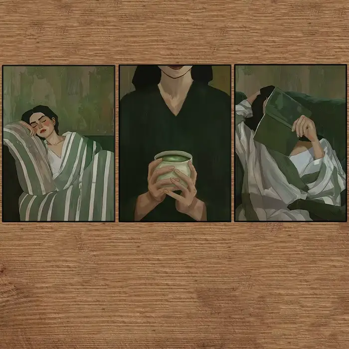 Affiche de femme relaxante vert émeraude