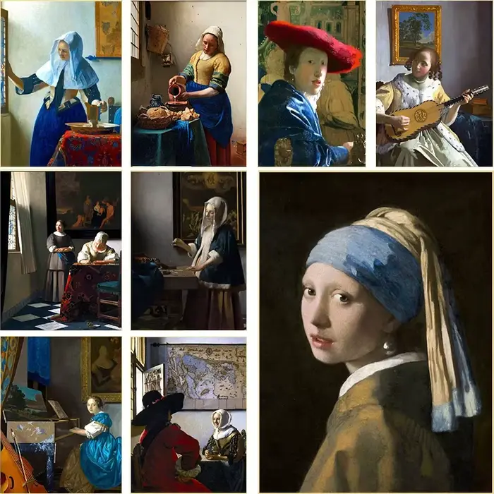 Johannes Vermeer œuvre d'art classique célèbre peinture toile affiche imprimer la fille de la maïde avec une perle boucle d'oreille murale pour la décoration intérieure