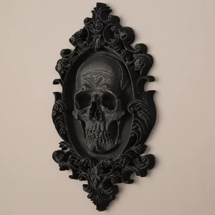 Décoration murale de crâne à cadre sculpté noir transfrontalier