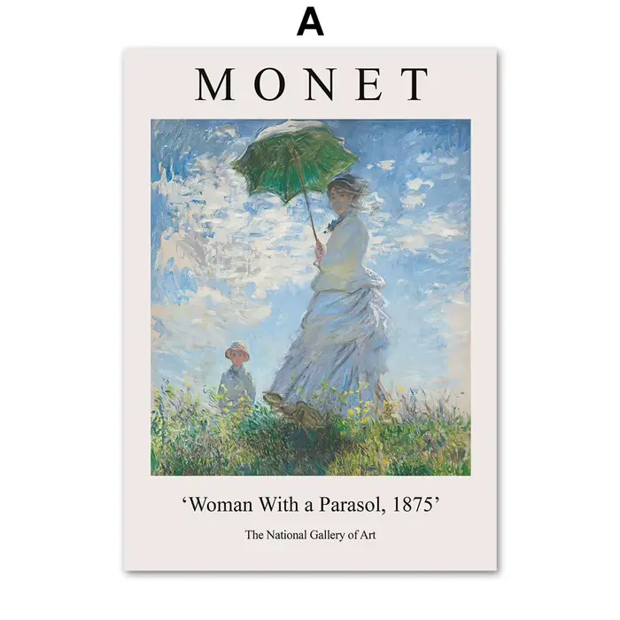 Affiche d'exposition Claude Monet, femme avec un parasol, eau CAN ies, peinture sur toile, art mural