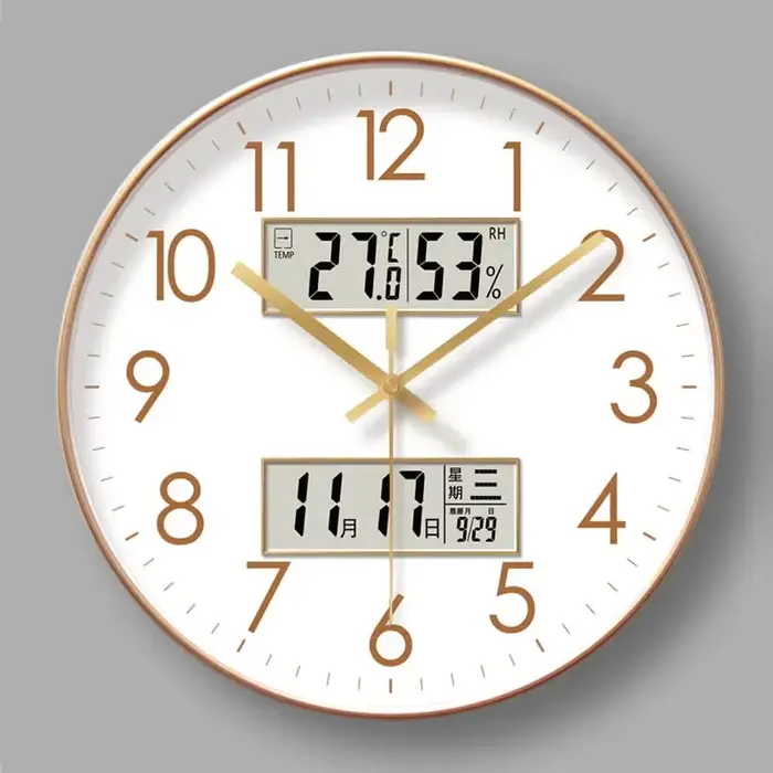 Horloge murale atomique moderne, température, calendrier numérique, analogique, silencieuse, horloge