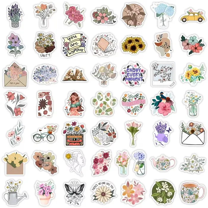 Jolis autocollants à motifs floraux