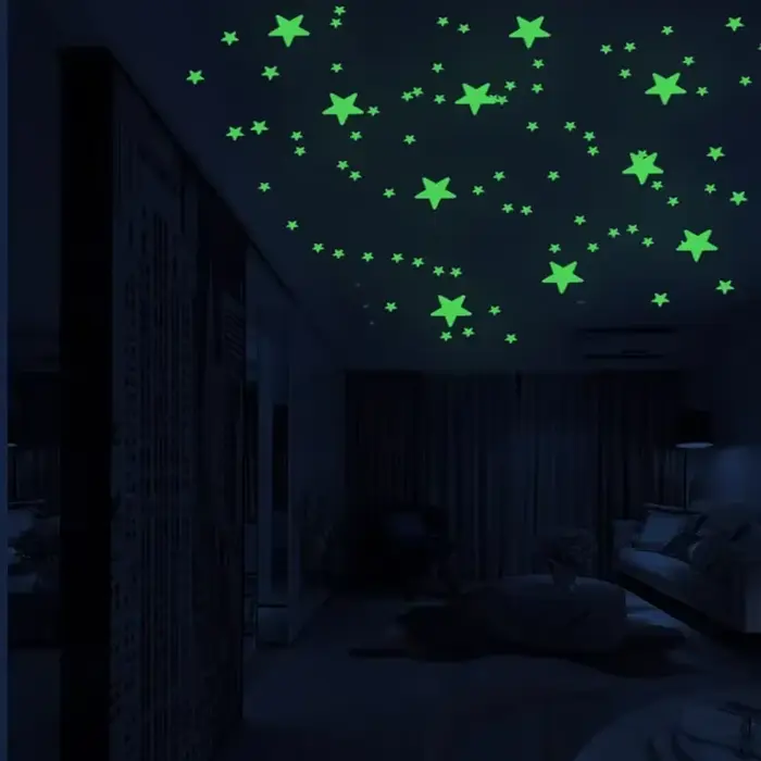 Autocollants muraux lumineux pour chambres d'enfants, sparadrap muraux de plafond d'étoiles et de po