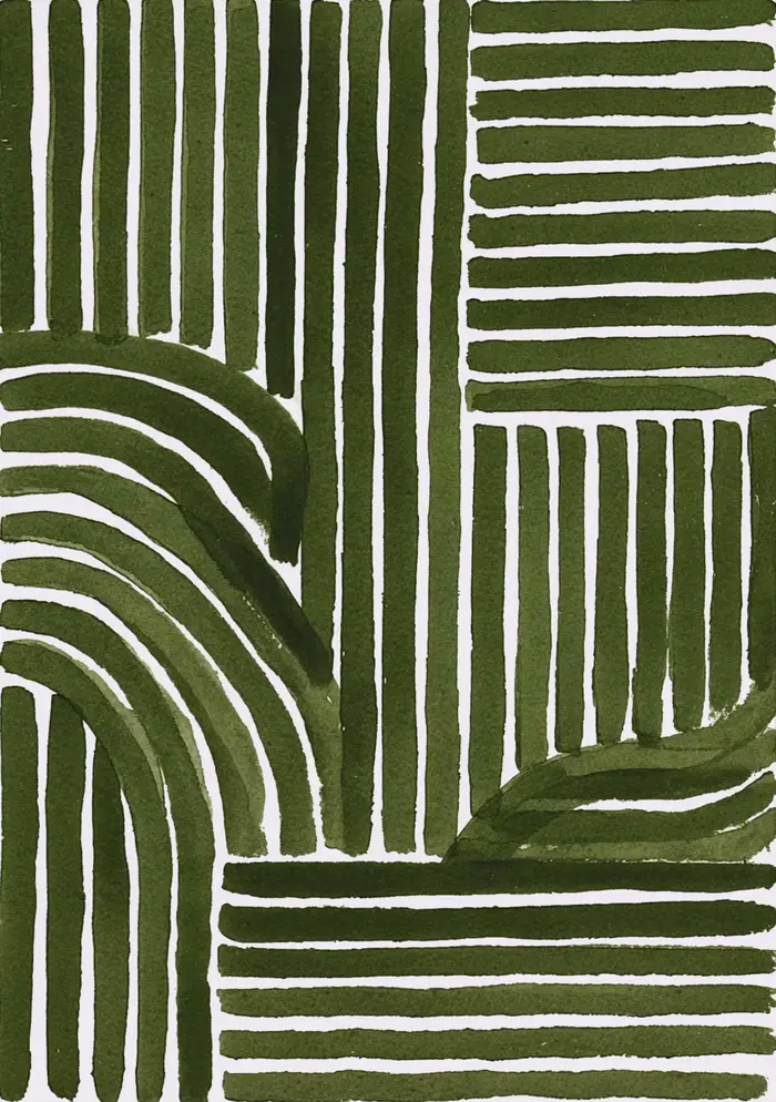 Impression d'art abstrait aux lignes vertes, affiche géométrique minimaliste moderne, décoration mur