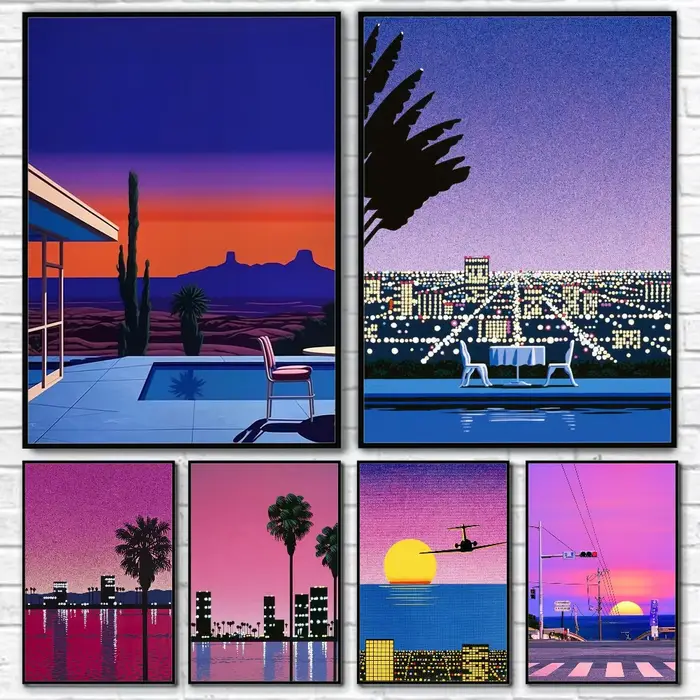 Affiche murale avec illustration rétro H-Hiroshi Nagai