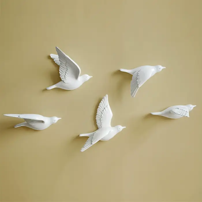 Autocollants muraux créatifs d'oiseaux en résine 3d