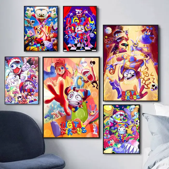 Affiches et impressions vintage de l'anime The Amazing Digital Circus, autocollants en papier imperméable, affiches pour café, bar, autocollants muraux