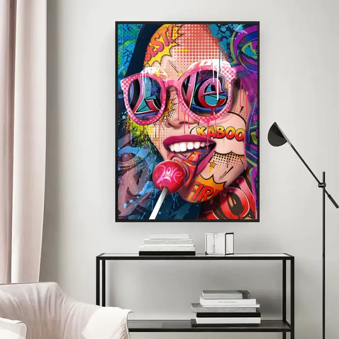 Moderne Pop Graffiti Abstrait Mur Art Cool Filles Manger Sucettes Sexy Femmes HD Huile Sur Toile Affiches Et Impressions Décor