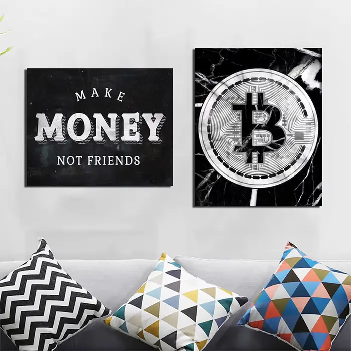 Décoration de la maison peinture rendre l'argent pas des amis mur Art marbre Bitcoin HD impression moderne affiche toile Cuadros photo pour cadeau