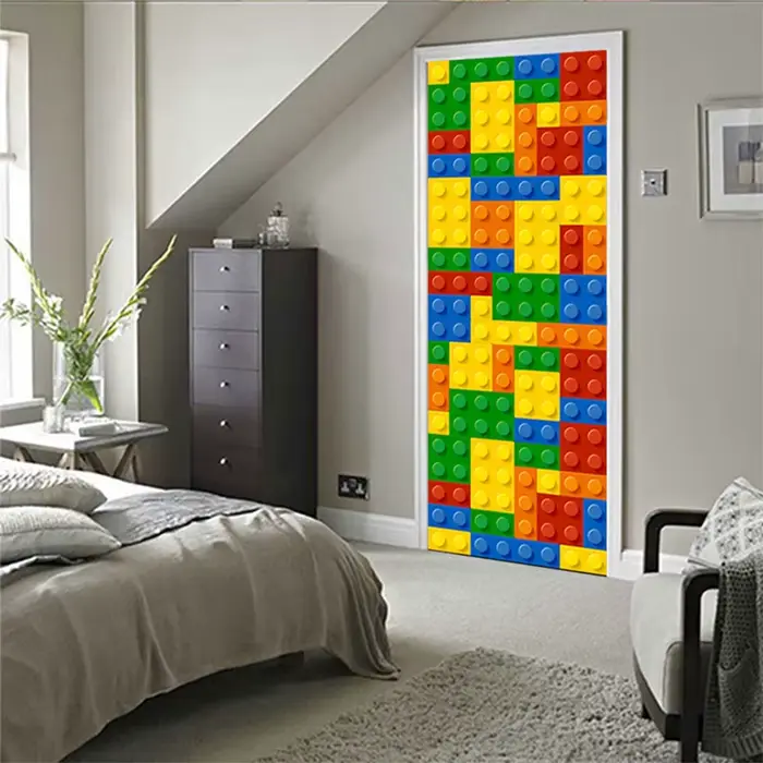 Autocollants muraux en PVC sur le thème des blocs de jeu pour la décoration de la maison