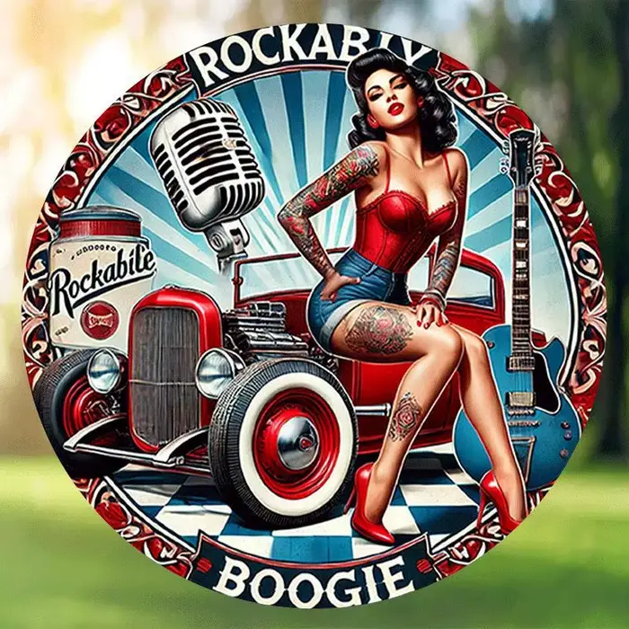 Décoration murale en métal vintage Rockabilly Rock 'n' Roll - Affiche rétro des années 1950 d'une groupe