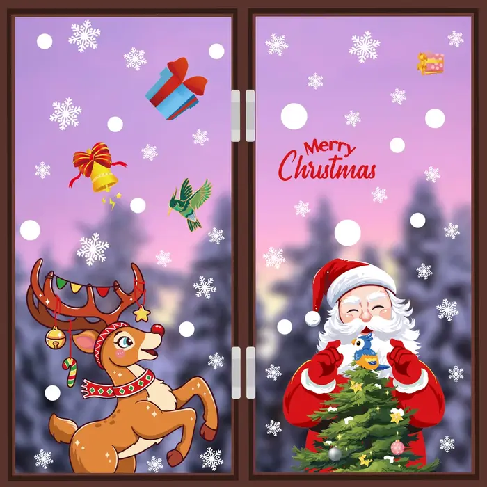 Autocollants muraux joyeux noël pour fenêtre