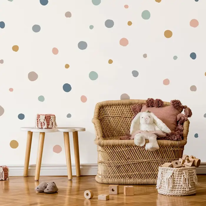 Autocollants muraux Boho à pois colorés pour enfants, sparadrap muraux amovibles pour pépinière, aff