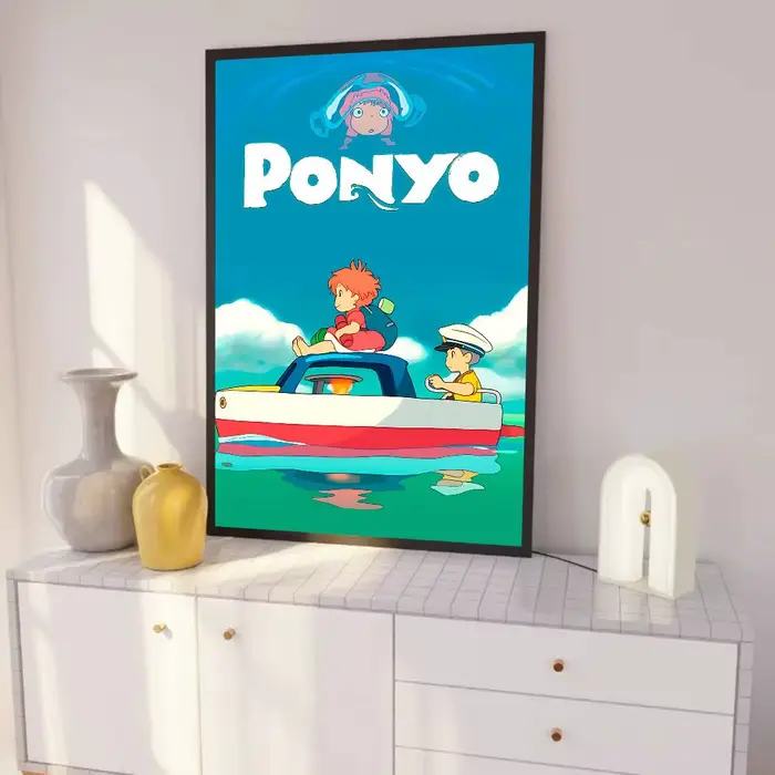 P-ponyo sur la falaise au bord de la mer affiche imprimée A5 A4 A3 A2 décor d'art mural pour chambre bureau cadeau pour les Fans