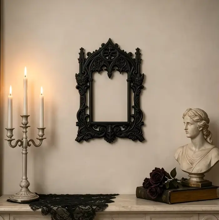 Cadre photo sculpté gothique sombre transfrontalier pour décoration murale rétro à domicile