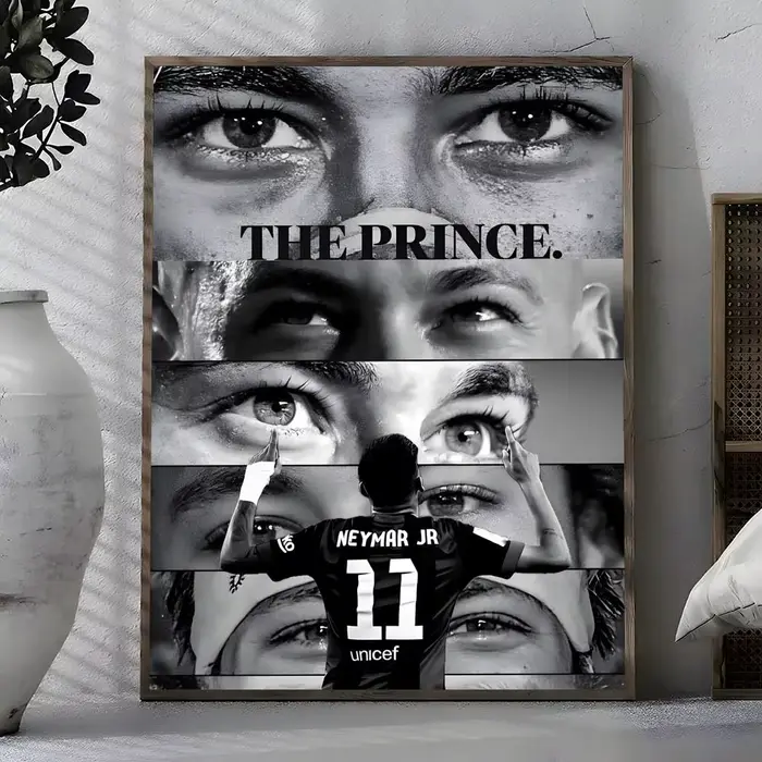 Affiche autocollante en papier imperméable, poster sportif N-Neymar, décoration murale pour café, ba