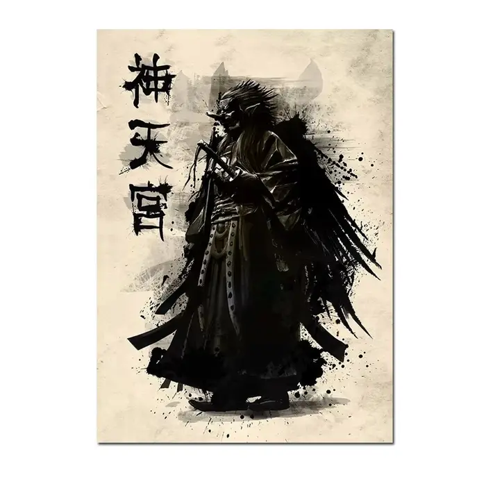 Toile de peinture de samouraï japonais, affiches et imprimés de personnages d'art mural, image de dé